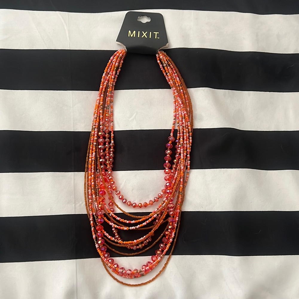 🆕 NWT MIX IT JC Penney Orange Beaded Necklace
